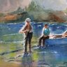 Earl Lasher Fishing On The Missouri River Watercolor On Paper Painting  (Local Pick Up Or UPS Store Ship Only)