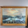 Oil On Canvas Sea Scape Signed V Berk (Local Pick Up Or UPS Store Ship Only)