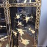 Chinese 4 Panel Painted Mother Of Pearl Inlaid Folding Screen (Local Pick Up Or UPS Store Ship Only)