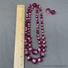 2 Piece Resin Bead Necklace And Screw Back Earrings Jewelry Suite