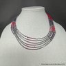 2 Piece Multi Strand Bead And Metal Bead Necklaces