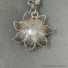 Sterling Silver Pendant Necklace & Brooch & Silver Tone Leaf-Form Brooch