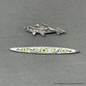Pair Of Sterling Silver Brooches One With Enameled Metal By P & B 14 Grams