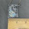 2 Piece Sterling Silver & Polychrome Resin Signed SR Pendant Necklace And Earrings