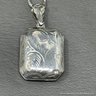Sterling Silver Italian Box Chain And Engraved Hinged Locket 8 Grams