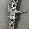 2 Piece Sterling Silver & Garnet Bracelet Signed BBJ & Pendant Necklace Stamped KH 23 Grams