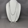 3 Piece White Metal Single Stand Necklaces.