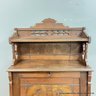 Antique Three-Piece  Carved Burl Drop Wood Writing Desk On Casters (LOCAL PICK UP ONLY)