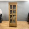 Pine And Glass Cabinet With Two Bottom Drawers And Three Shelves, Collapsible (LOCAL PICK UP ONLY)