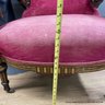 Antique Upholstered Ornate Chair In Raspberry Pink Velvet With Castors On Front Legs (Local Pick-Up Only)