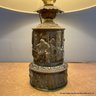 Repousse Brass Table Lamp With Pleated Shade