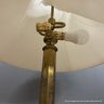 Brass  Tall Table Lamp With Pleated Shade And Double Bulbs (Local Pick-Up Or UPS Store Shipping Only)