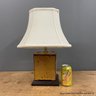Ceramic Accent Table Lamp With Fabric Shade And Wood Base