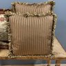 Set Of Eight Coordinating Decorative Down Filled Throw Pillows In Gold, Beige And Reds