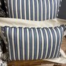 Set Of Six Coordinating Decorative Down Filled Throw Pillows In Cream And Blue