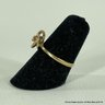 14K Yellow Gold Love Knot Ring With Tiny Center Diamond Size 5