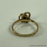 14K Yellow Gold Love Knot Ring With Tiny Center Diamond Size 5