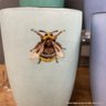 Set Of Six Cameron Snow Hand-Painted Kiln Fired Tea Cups With Bee Design In Box