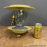Whimsical Birdfeeder Made Of Household Dishes And Mason Jar
