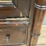 Vintage Dark Stained Wood Cabinet With Locking Glass Door And Key, And One Drawer (LOCAL PICK UP ONLY)