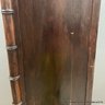 Vintage Dark Stained Wood Cabinet With Locking Glass Door And Key, And One Drawer (LOCAL PICK UP ONLY)