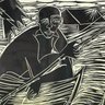 Barbara Earl Thomas Linocut Man In A Boat 2007 Signed & Numbered 1/10