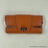 Salvador Ferragamo Orange Leather Wallet With Metal Detail