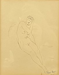 Robert Henri Ink On Paper Nude Female Figure Study In Gesso Frame With Mattes