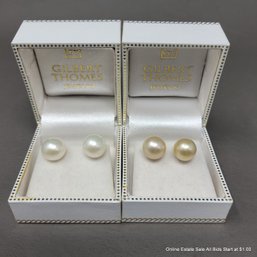 Two Pairs Of Gilbert Thomes Pearl Post Back Earrings