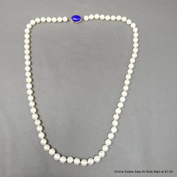 Pearl Necklace With 14K Yellow Gold And Lapis Clasp