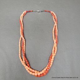 Red Coral Multi Strand Necklace