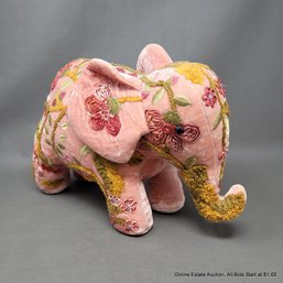 Hand Embroidered Velvet Stuffed Elephant