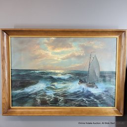 Oil On Canvas Sea Scape Signed V Berk (Local Pick Up Or UPS Store Ship Only)