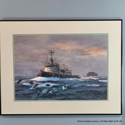 Michael Spakowsky Original Watercolor On Paper Deep Sea Escort (Local Pick Up Or UPS Store Ship Only)