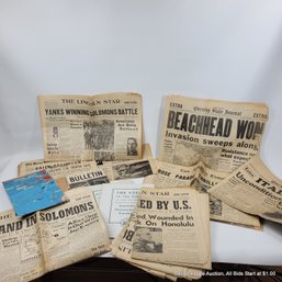 Collection Of War Time Newspapers, Chemical Warfare And First Aid Booklets