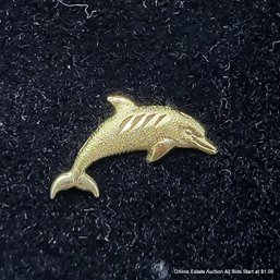 14K Yellow Gold Dolphin Form Earring Weighs 0.33 Grams