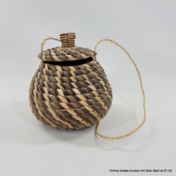 Zulu Woven Basket With Attached Lid