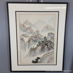 Watercolor On Silk Painting Great Wall Of China