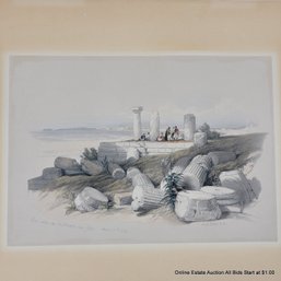 Hand-Colored Lithograph By David Roberts Ruins Called Om El Hamed Near Tyre Unframed