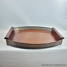 American Arts & Crafts Brass & Mahogany Serving Tray