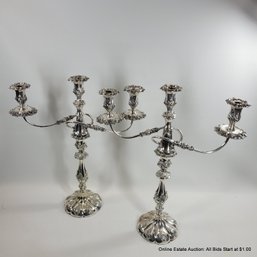 Pair Of Old Sheffield Electroplate Transition Candelabras