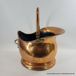 Early Victorian Helmet Shaped Copper Coal Scuttle Circa 1840