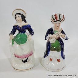 Pair Of Circa 1825 Staffordshire Pearlware Musicians