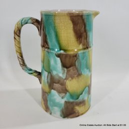 Antique Handled Pitcher Polychrome Underglaze Possibly Southern USA