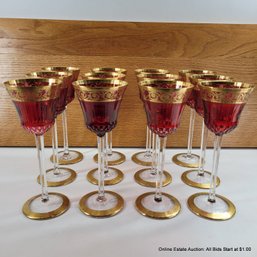 12 St. Louis Red Hock Wine Stems