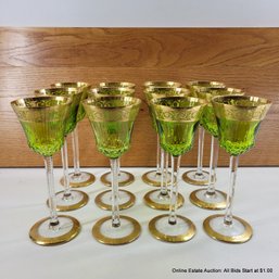 12 St. Louis Green Hock Wine Stems