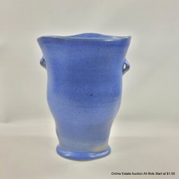 Blue Glazed Stoneware Vase Signed