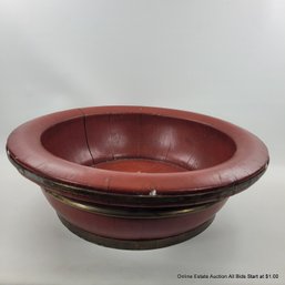 Large Chinese Wood & Brass Washbowl (LOCAL PICKUP OR UPS STORE SHIP ONLY)