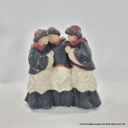 Cast Chalk-Ware 3 Friar Candlestick Holder