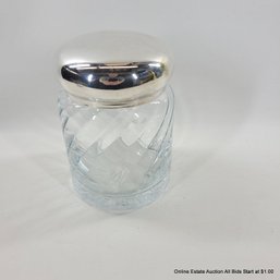 Large Glass & Chrome Dresser Jar